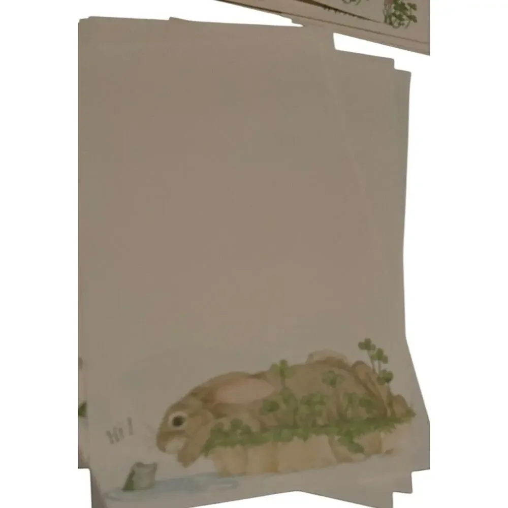 Stationary VTG Woodland Animal‎ Fold Over Card Bunny Rabbit Baby Fawn Snail Mail